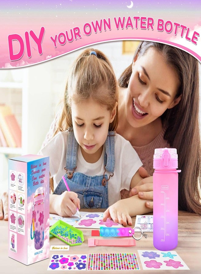 ASIOWELY Decorate Your Own Water Bottle Kits for Girls Age 4-12, Flower Diamond Painting Art and Crafts for Boys Age 4-6-8-10, Fun Gifts Toys for School Birthday Valentines Day - Image 2
